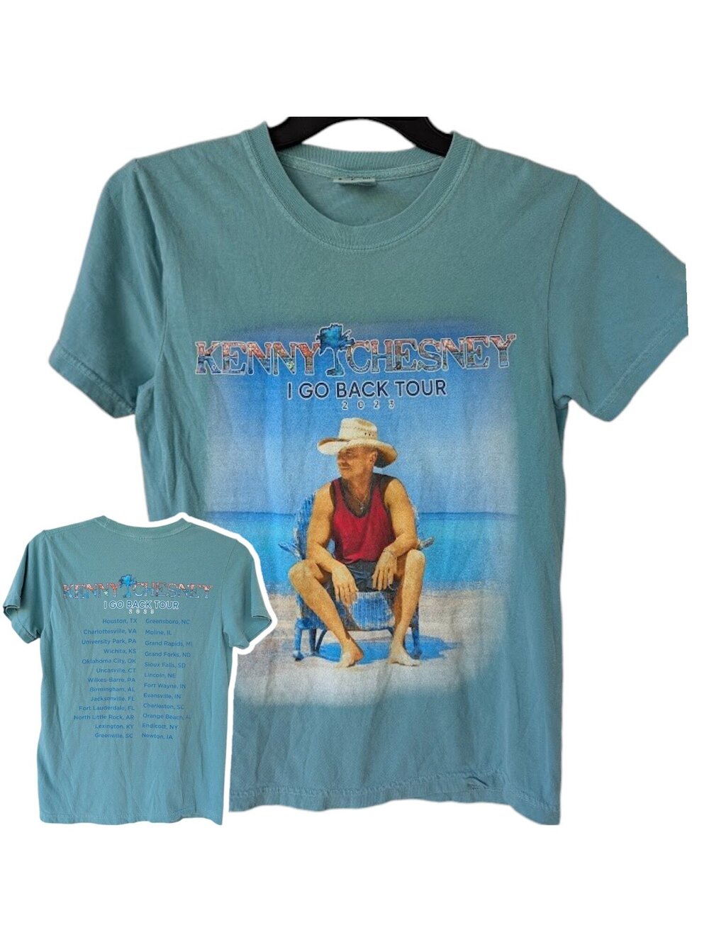 Kenny Chesney I Go Back Tour 2023 Blue T-Shirt Small Country Concert Tee 18.5x26